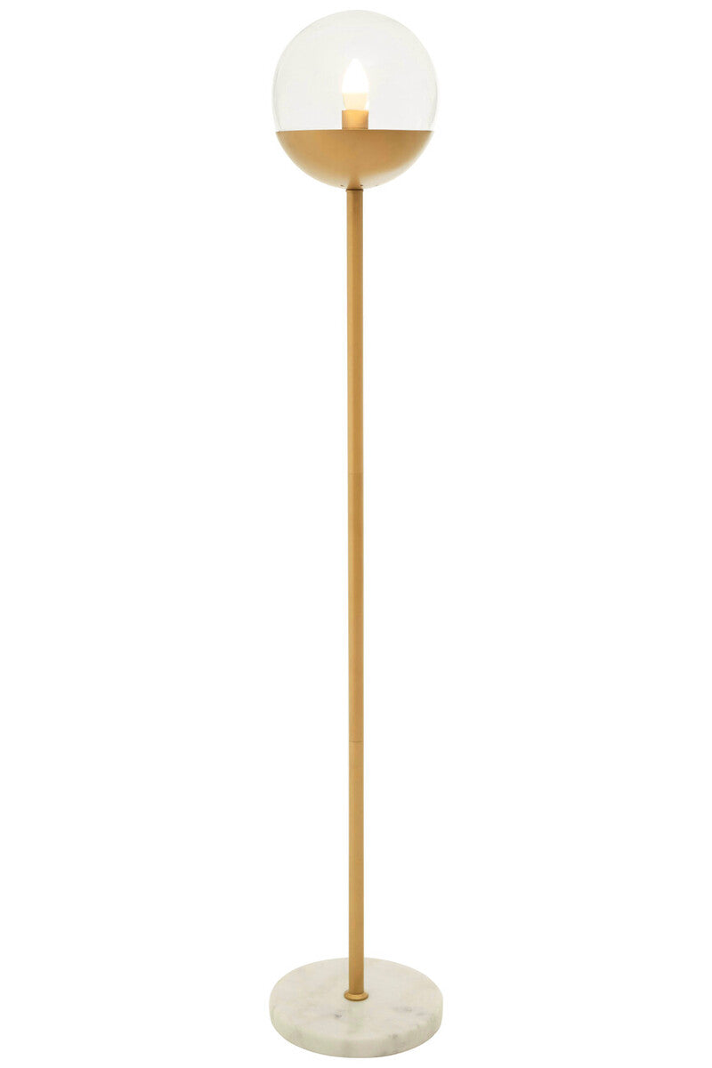 Orsina Revive Gold Metal Floor Lamp with White Marble Base & Globe