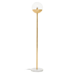 Orsina Revive Gold Metal Floor Lamp with White Marble Base & Globe