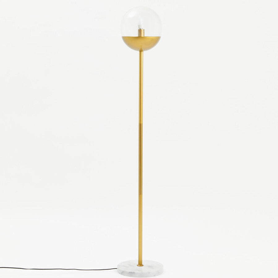 Orsina Revive Gold Metal Floor Lamp with White Marble Base & Globe