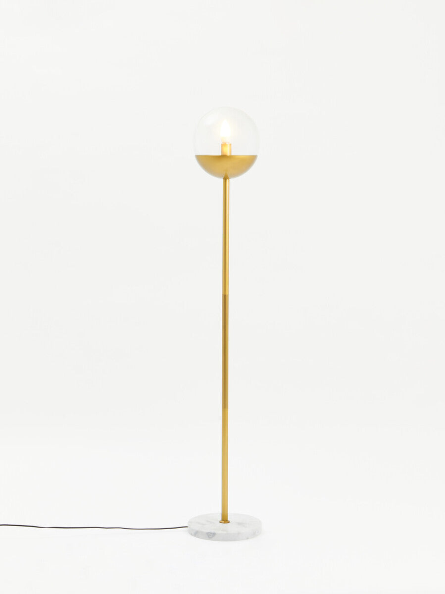 Orsina Revive Gold Metal Floor Lamp with White Marble Base & Globe