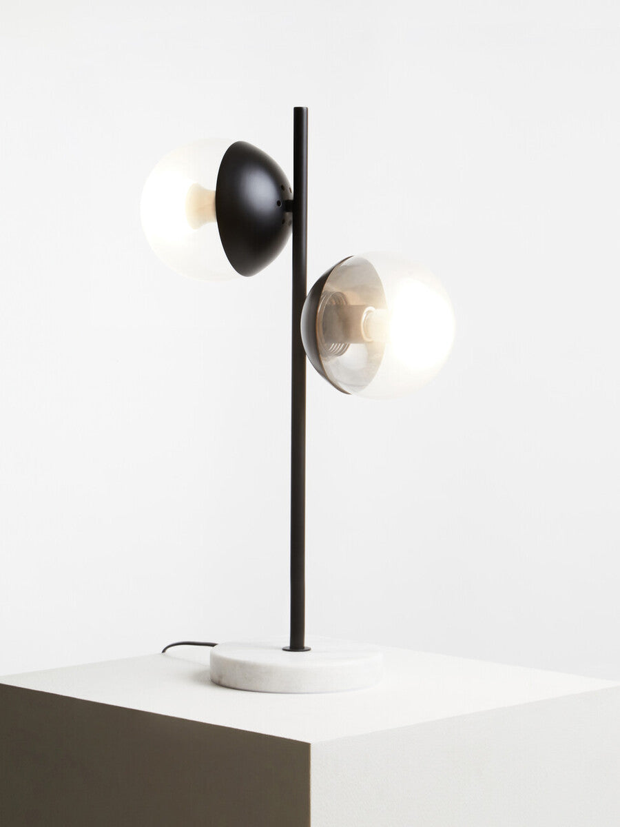 Orsina Revive 2-Light Table Lamp – Black Metal & Marble Base