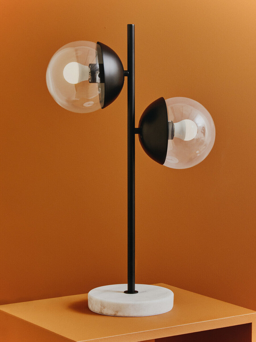 Orsina Revive 2-Light Table Lamp – Black Metal & Marble Base
