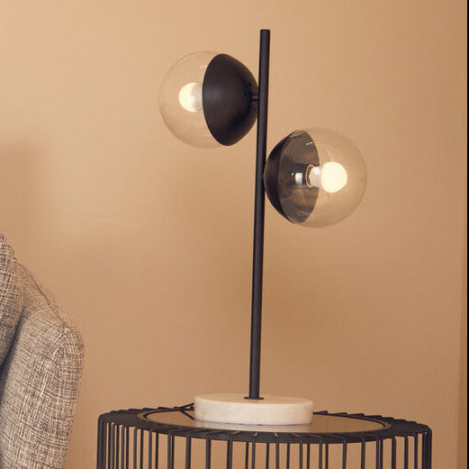Orsina Revive 2-Light Table Lamp – Black Metal & Marble Base