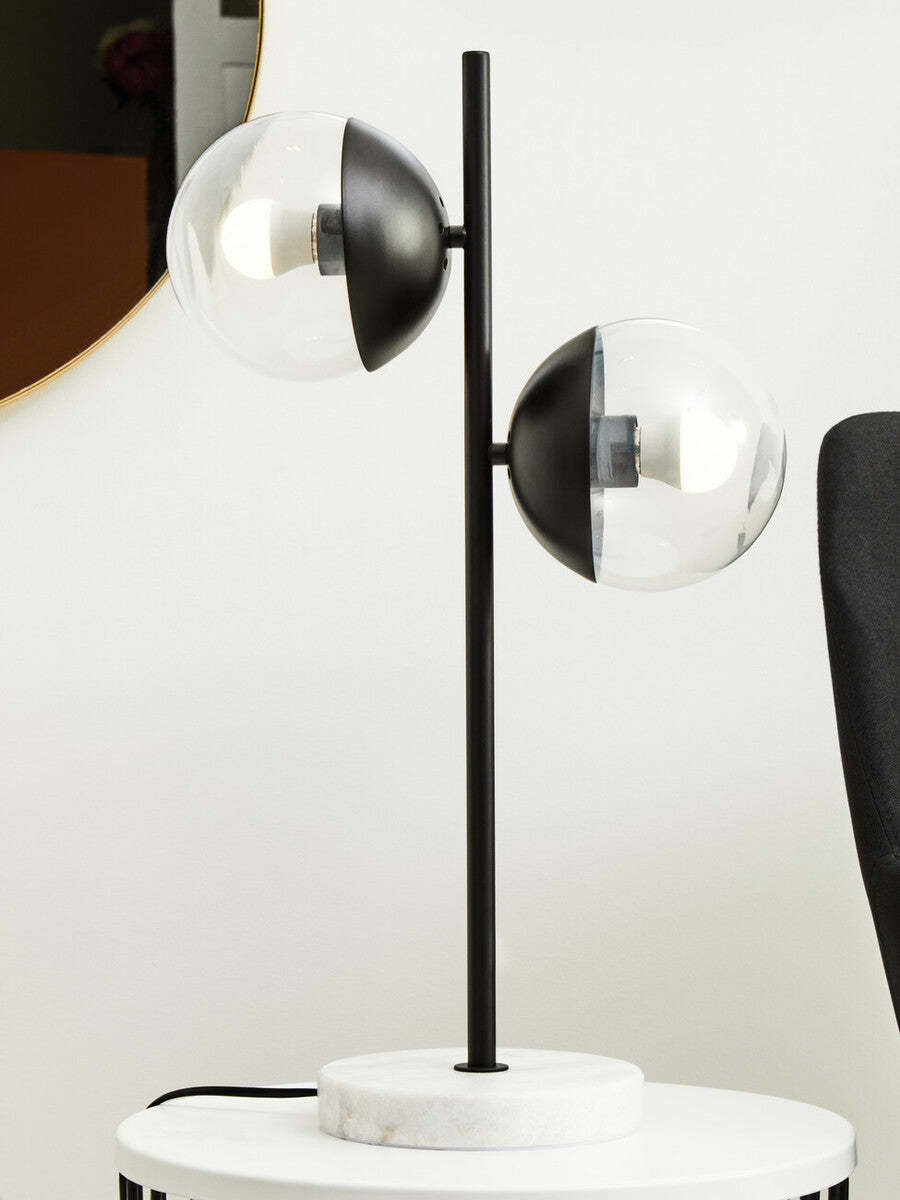 Orsina Revive 2-Light Table Lamp – Black Metal & Marble Base
