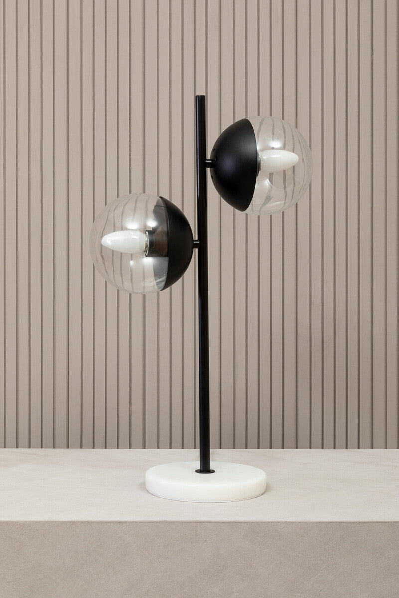 Orsina Revive 2-Light Table Lamp – Black Metal & Marble Base