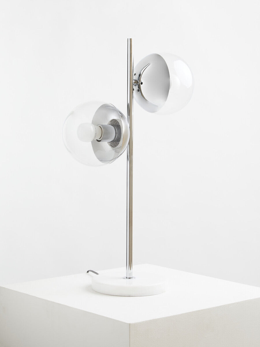 Orsina Revive 2-Light Chrome & White Marble Table Lamp