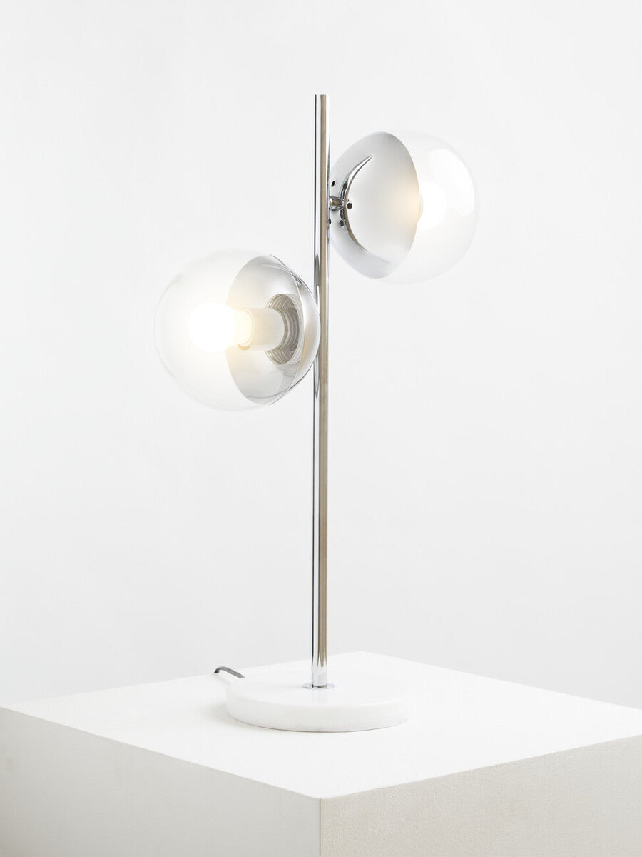 Orsina Revive 2-Light Chrome & White Marble Table Lamp