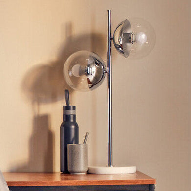 Orsina Revive 2-Light Chrome & White Marble Table Lamp