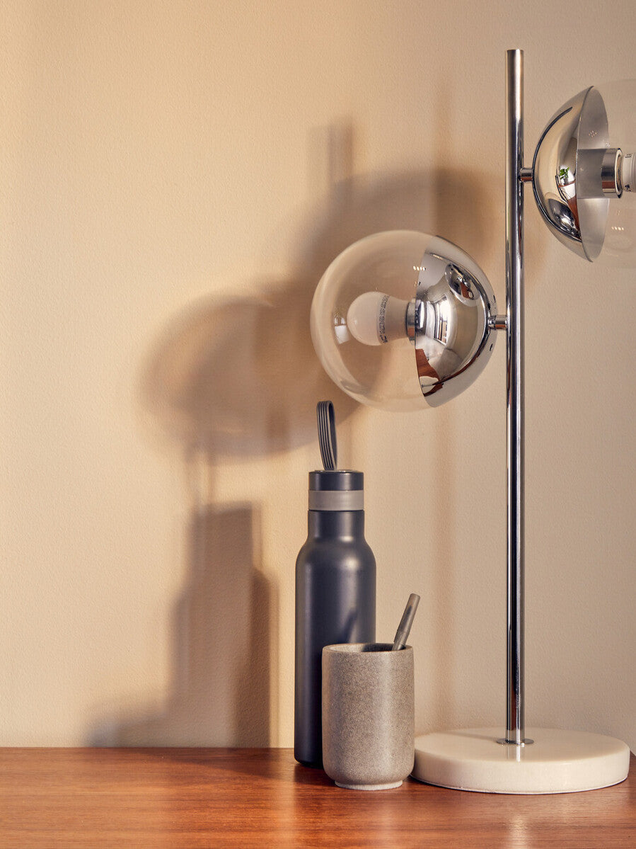 Orsina Revive 2-Light Chrome & White Marble Table Lamp