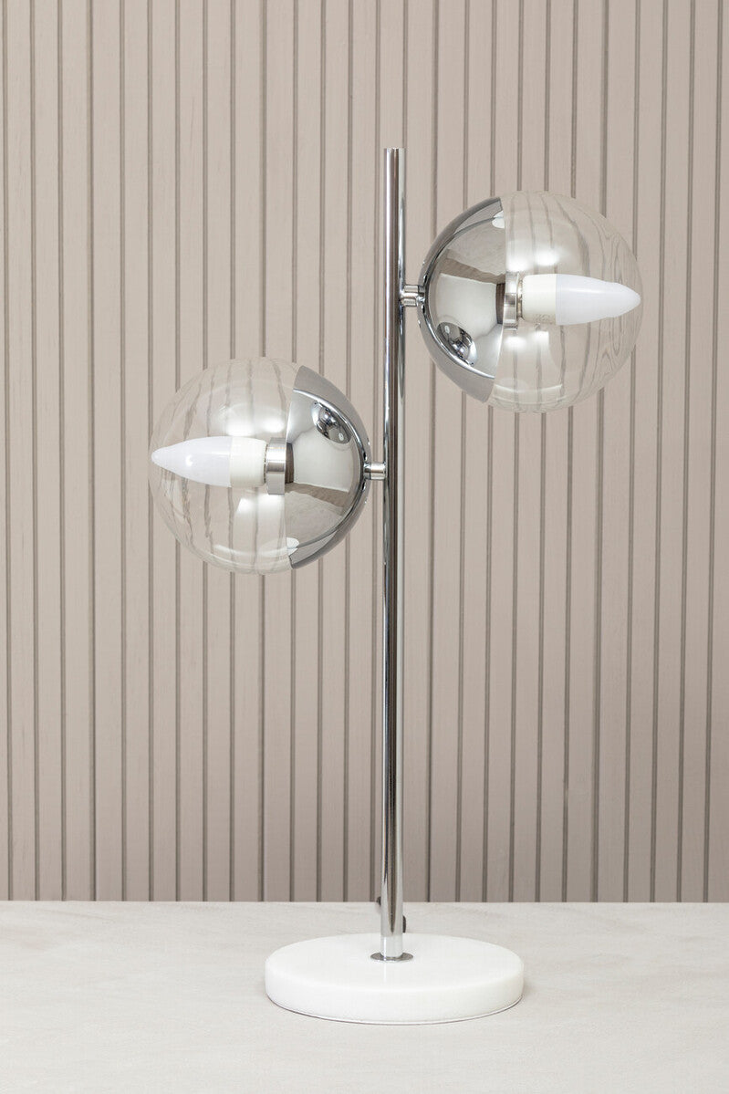 Orsina Revive 2-Light Chrome & White Marble Table Lamp