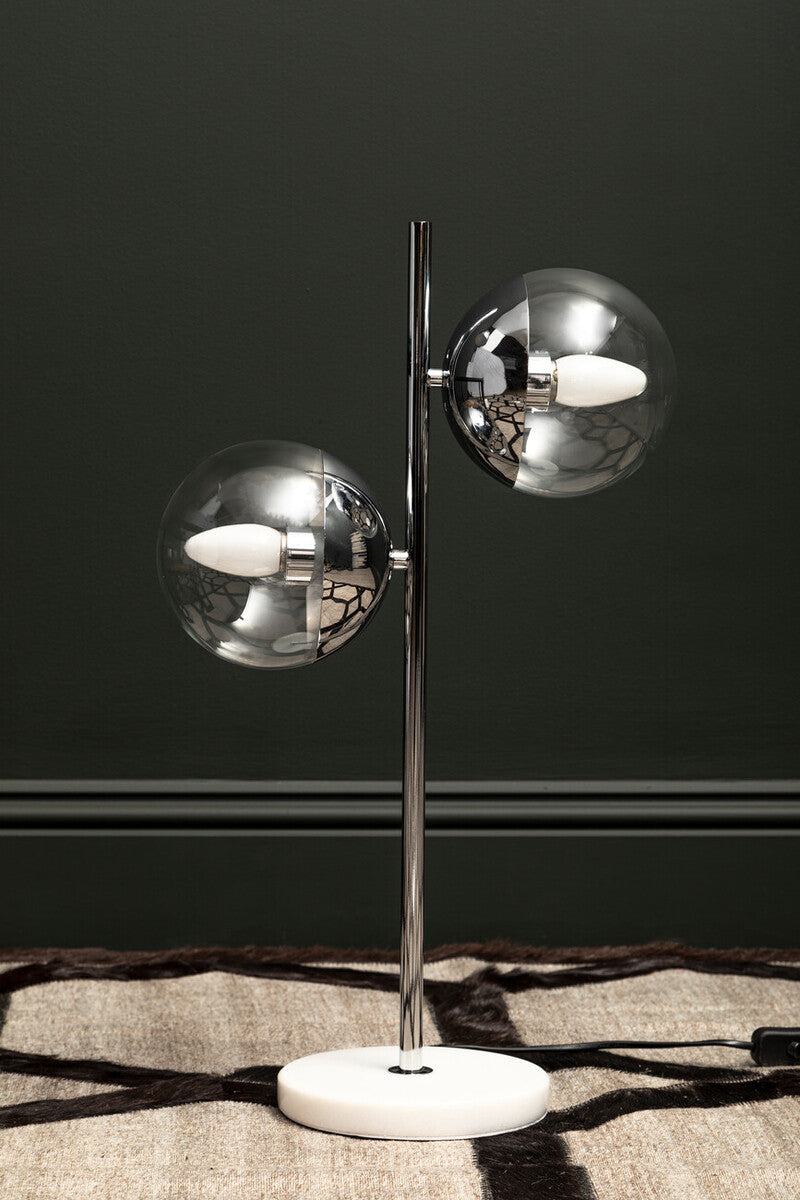 Orsina Revive 2-Light Chrome & White Marble Table Lamp