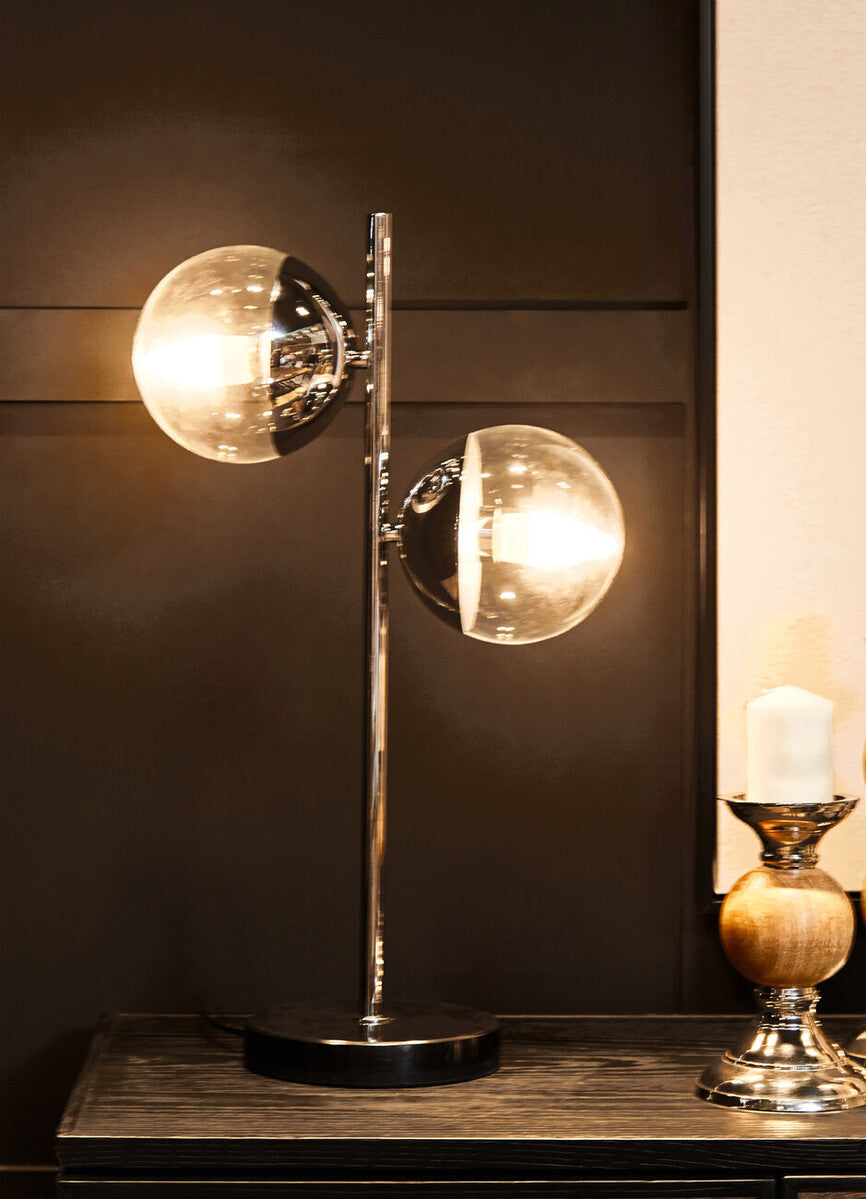 Orsina Revive 2-Light Chrome & White Marble Table Lamp