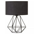 Orsina Wyra Black Table Lamp – Modern Cage Base with Drum Shade