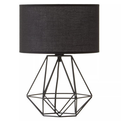 Orsina Wyra Black Table Lamp – Modern Cage Base with Drum Shade
