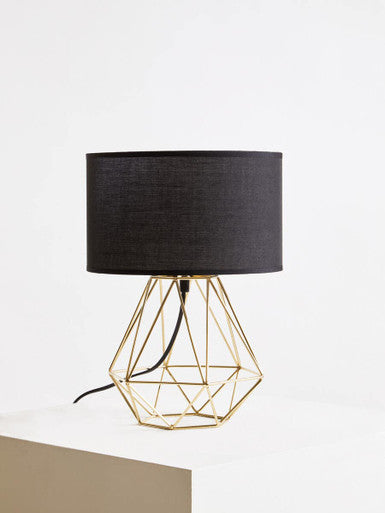 Orsina Wyra Table Lamp – Modern Black and Gold Cage Base Design