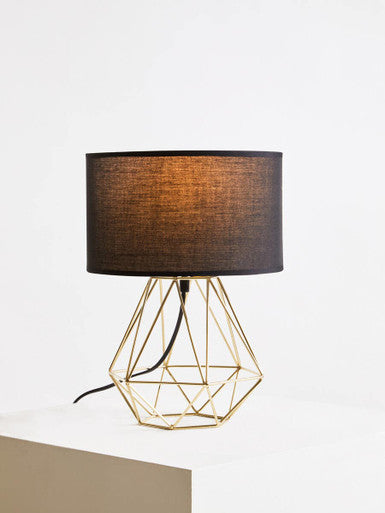 Orsina Wyra Table Lamp – Modern Black and Gold Cage Base Design