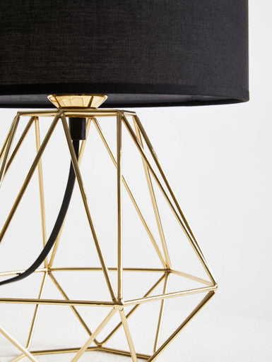 Orsina Wyra Table Lamp – Modern Black and Gold Cage Base Design