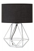 Orsina Wyra Table Lamp – Black Drum Shade & Chrome Cage Base