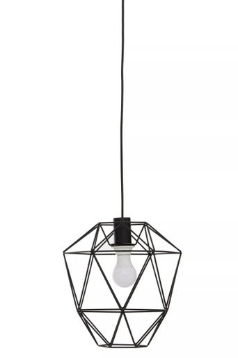 Orsina Wyra Black Pendant Light – Geometric Cage Metal Ceiling Lamp