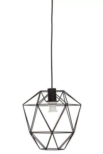 Orsina Wyra Black Pendant Light – Geometric Cage Metal Ceiling Lamp