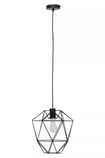 Orsina Wyra Black Pendant Light – Geometric Cage Metal Ceiling Lamp