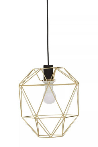 Orsina Wyra Champagne Gold Pendant Light – Geometric Cage Design