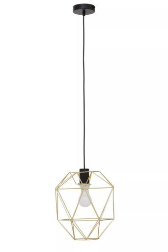 Orsina Wyra Champagne Gold Pendant Light – Geometric Cage Design