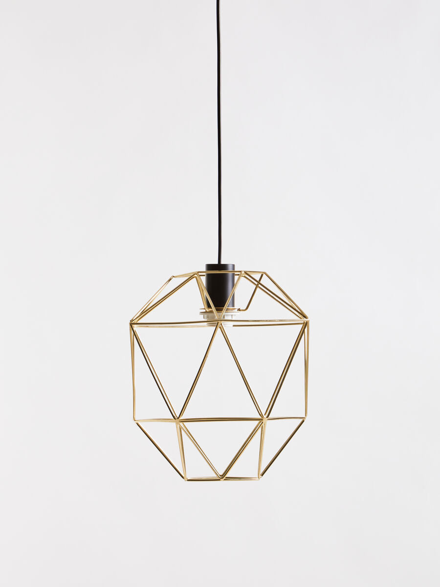Orsina Wyra Champagne Gold Pendant Light – Geometric Cage Design