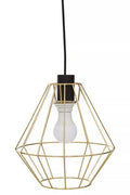 Orsina Wyra Champagne Gold Cage Pendant Light – Modern Minimalist