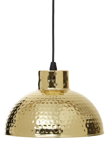 Orsina New Foundry Gold Pendant Light – Hammered Metal Semicircle Shade