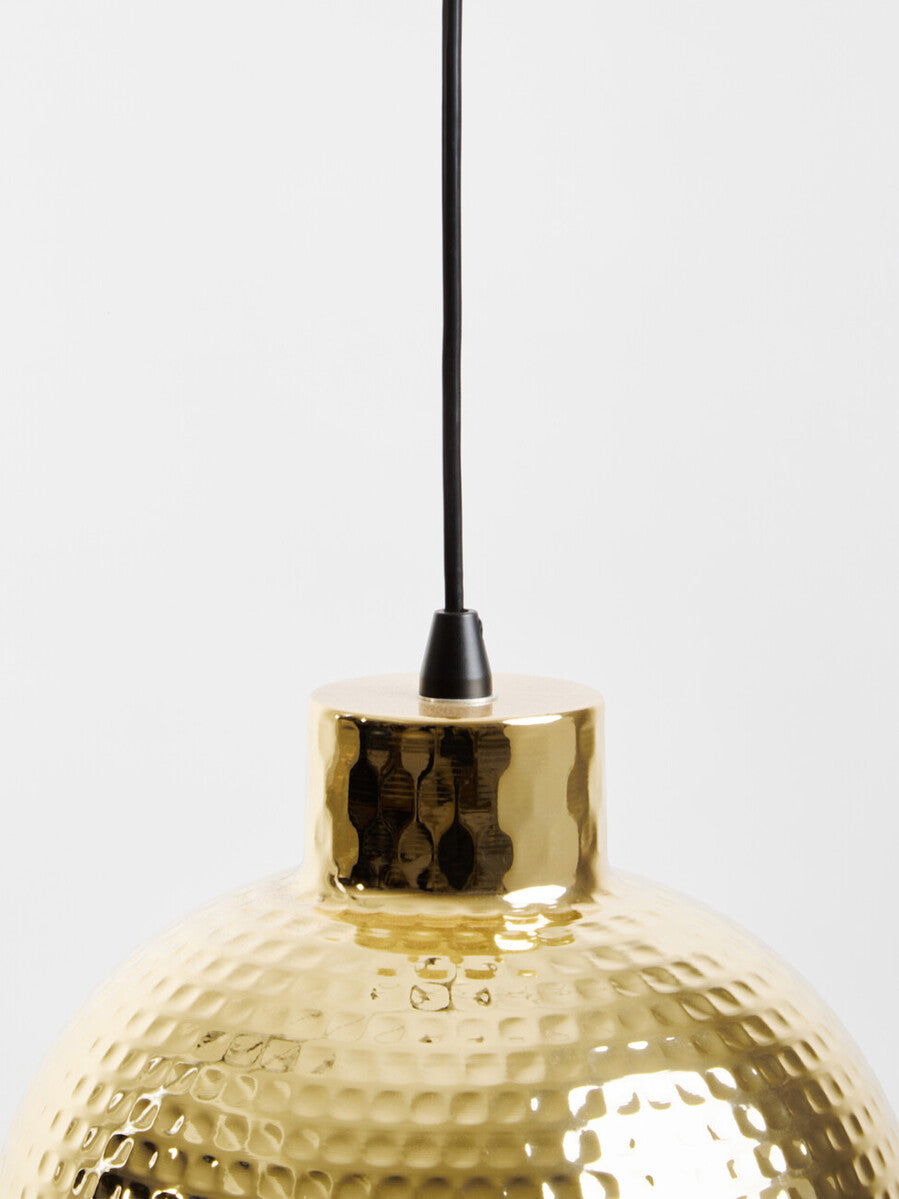 Orsina New Foundry Gold Pendant Light – Hammered Metal Semicircle Shade