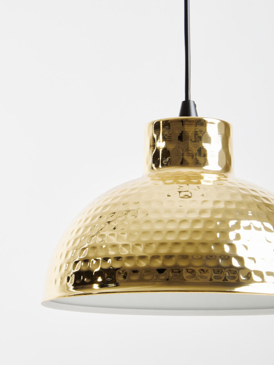 Orsina New Foundry Gold Pendant Light – Hammered Metal Semicircle Shade