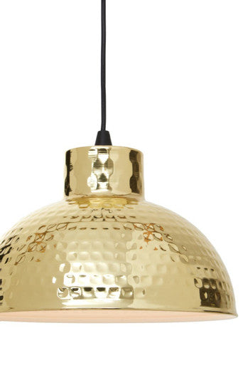 Orsina New Foundry Gold Pendant Light – Hammered Metal Semicircle Shade
