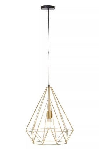 Orsina Wyra Champagne Gold Conical Pendant Light – Modern Cage Design
