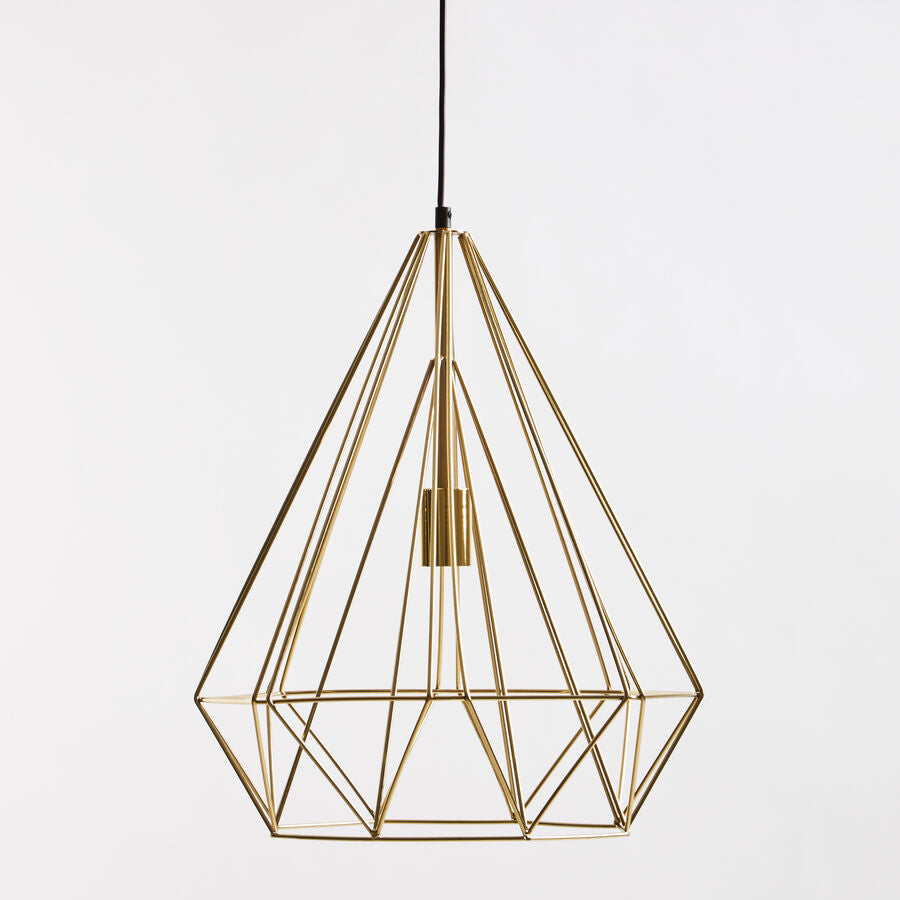 Orsina Wyra Champagne Gold Conical Pendant Light – Modern Cage Design