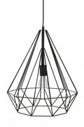Orsina Wyra Black Conical Pendant Light – Modern Geometric Cage Lamp