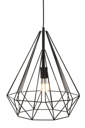 Orsina Wyra Black Conical Pendant Light – Modern Geometric Cage Lamp