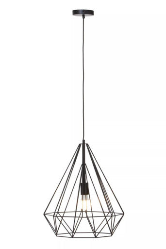 Orsina Wyra Black Conical Pendant Light – Modern Geometric Cage Lamp