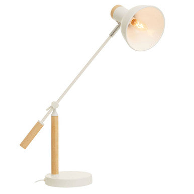 Orsina Stockholm Matte White Table Lamp – Nordic Wood Desk Lighting