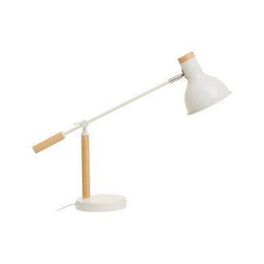 Orsina Stockholm Matte White Table Lamp – Nordic Wood Desk Lighting