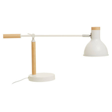 Orsina Stockholm Matte White Table Lamp – Nordic Wood Desk Lighting
