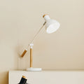 Orsina Stockholm Matte White Table Lamp – Nordic Wood Desk Lighting