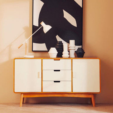 Orsina Stockholm Matte White Table Lamp – Nordic Wood Desk Lighting