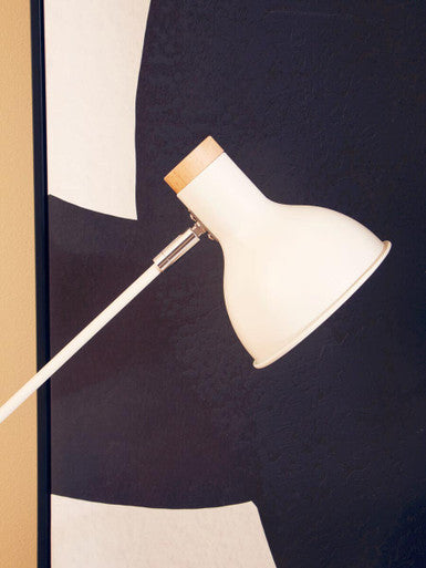 Orsina Stockholm Matte White Table Lamp – Nordic Wood Desk Lighting
