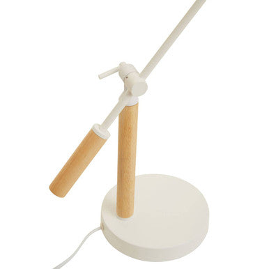 Orsina Stockholm Matte White Table Lamp – Nordic Wood Desk Lighting