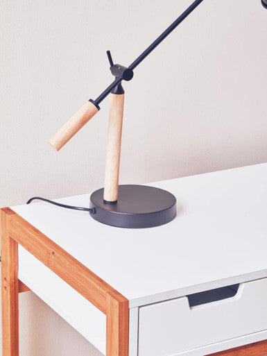 Orsina Stockholm Matte Black Table Lamp | Adjustable Wood Desk Light