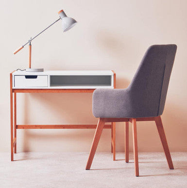 Orsina Stockholm Matte Grey Table Lamp – Adjustable Wood Desk Lamp
