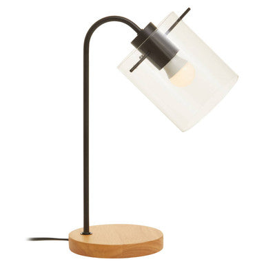 Orsina Stockholm Curved Table Lamp – Matte Black & Rubberwood