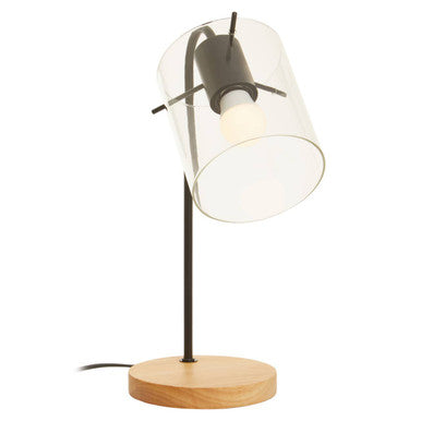 Orsina Stockholm Curved Table Lamp – Matte Black & Rubberwood
