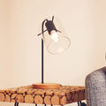 Orsina Stockholm Curved Table Lamp – Matte Black & Rubberwood